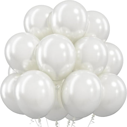 Pearl White Balloons 50Pack 12 Inch Pearl Latex Party Balloons by Togvu