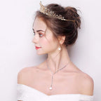Didder Gold Crystal Tiara Crown Headband Princess Elegant Crown with combs for Women Girls Bridal Wedding Prom Birthday Party