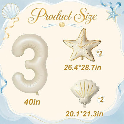5 Pcs Starfish Seashell Balloons Set Under the Sea Party Decorations | 40 Inch - Image 2