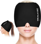 Cold Hat, Ice Cap, Ice Head Wrap, Cold & Hot Therapy Reusable 360 Compression Flexible Ice Pack Head Wrap, Cold Head Park Wrap. Black