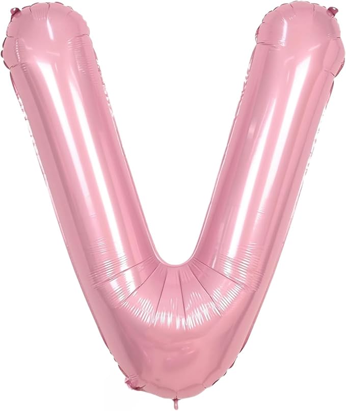 Pink Letter V Balloons, V Balloon 40 Inch Foil Helium V Balloon Letter | Pink V by BBPOOL