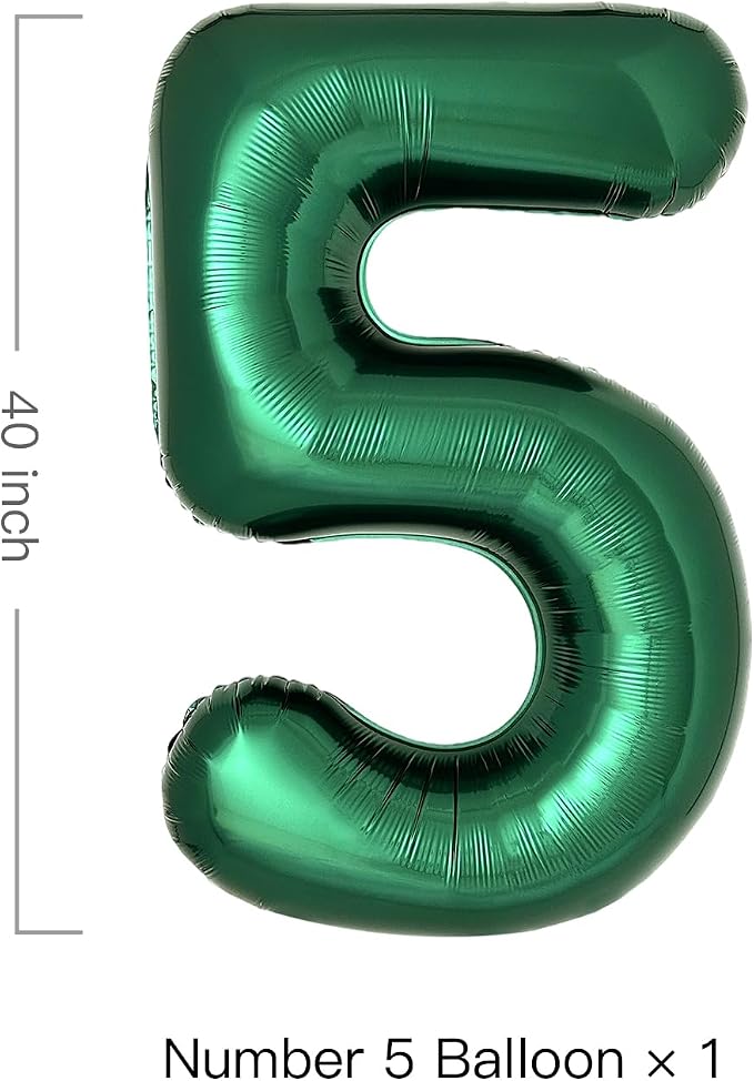 Dark Green Number 5 Balloons Large Emerald Green Number Balloons 40 Inch Jungle - Image 2