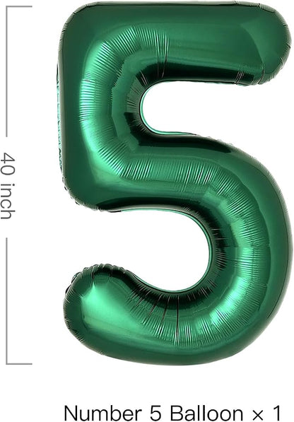 Dark Green Number 5 Balloons Large Emerald Green Number Balloons 40 Inch Jungle - Image 2