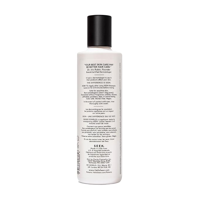 SEEN Conditioner, Fragrance Free - Non-Comedogenic & Hair Conditioner- Dermatologist-Developed - Safe for Sensitive, Eczema & Acne Prone Skin