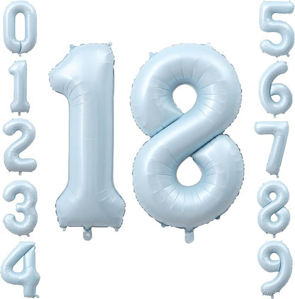 40" Light Blue Foil Number 18 Balloon by TNCDJKPA