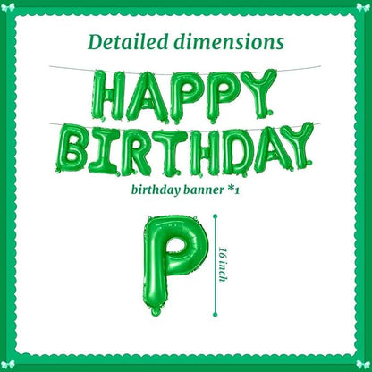 16 Inch Green Happy Birthday Letter Balloon Banner Foil Anniversary Celebration - Image 2