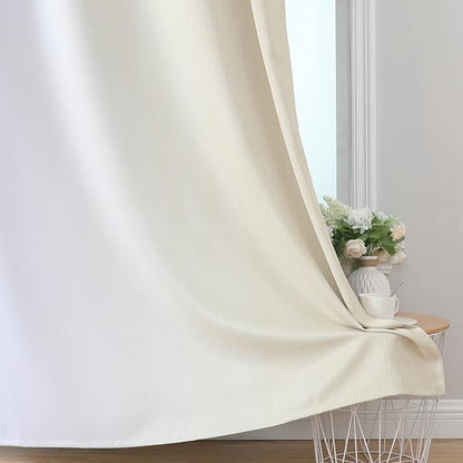 Beige and Grayish White Blackout Curtains & Drapes - Image 6