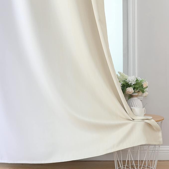 Beige and Grayish White Blackout Curtains & Drapes - Image 6