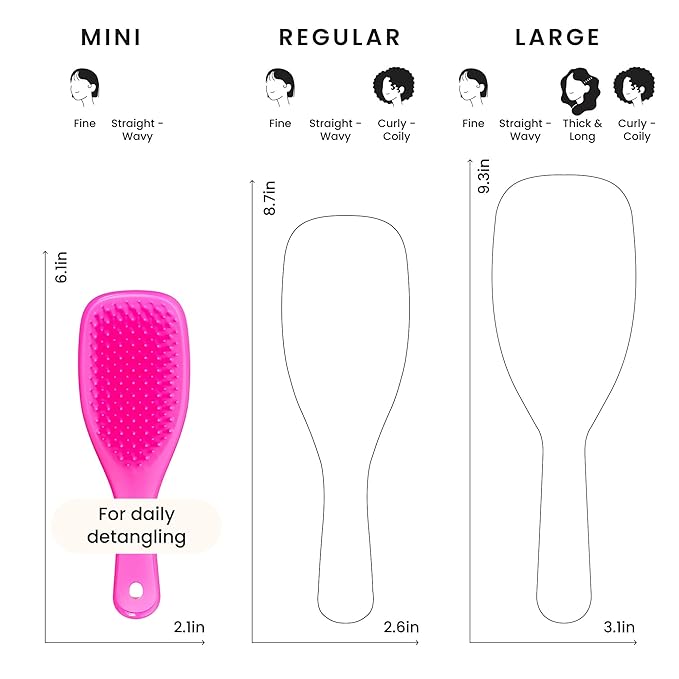 Tangle Teezer Ultimate Detangler Hairbrush, Eliminates Knots & Reduces Breakage, Mini Hair Brush for Travel, Small Hands & All Hair Types, Runway Pink