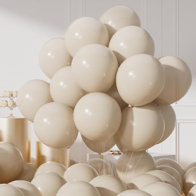 AULE 50Pcs Latex 12 Inch Sand White Balloons Beige | Happy Birthday Wedding by AULE