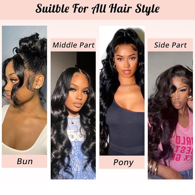 360 Lace Front Wigs Human Hair Body Wave 200% Density 26 Inch Upgraded Hidden Straps 360 HD Full Lace Wigs Human Hair With Drawstring Pre Plucked With Baby Hair for Women Natural Black