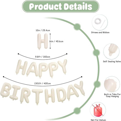 29PC Green Heart Happy Birthday Balloon Banner, 16Inch 3D Aluminum Letter - Image 3