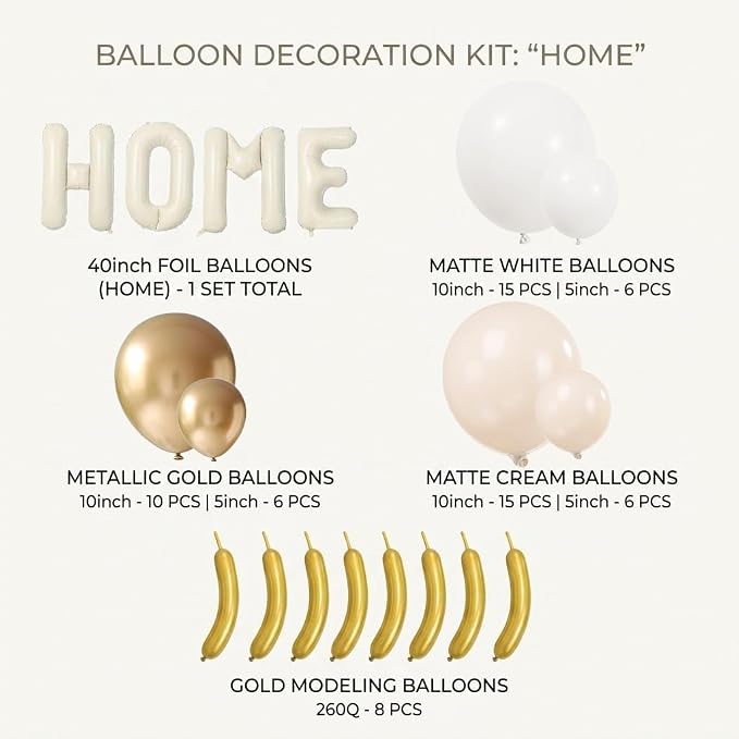 40 Inch Giant HOME Letter Balloons Decor Kit Boho Cream White Champagne Gold - Image 6