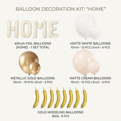 40 Inch Giant HOME Letter Balloons Decor Kit Boho Cream White Champagne Gold - Image 6