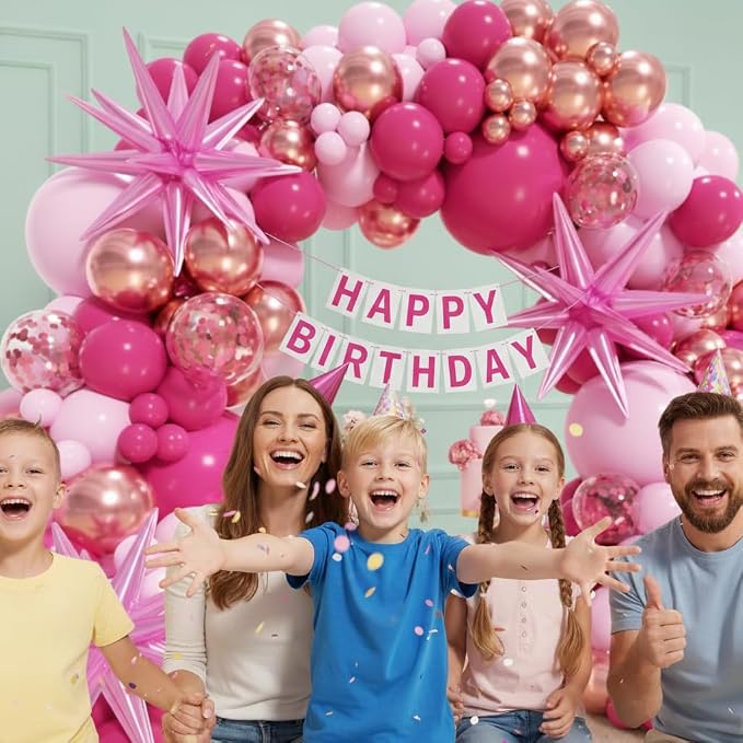 147pcs Pink Balloons Arch Kit, Hot Pink Rose Gold Balloons Shades of Pink - Image 6
