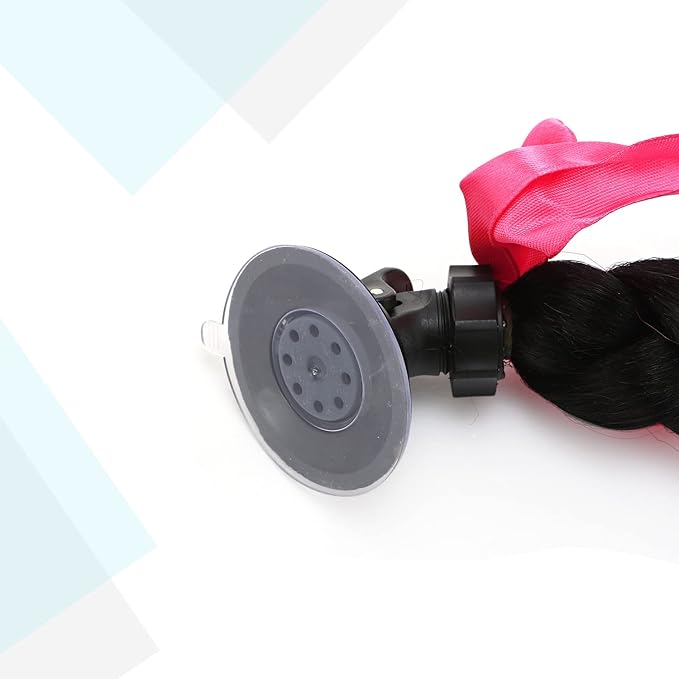 SEGO 1PCS/2PCS Helmet Pigtail Braids with Detachable Suction Cup Bowknot Ponytail Hair Many Colors (Helmet not Included)