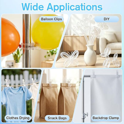 20Pcs Balloon Clips with 200Pcs Long Balloons, 3.5" Transparent Plastic - Image 7