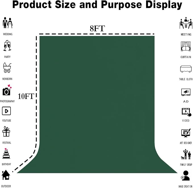 Dark Green Photography Backdrop - Image 3