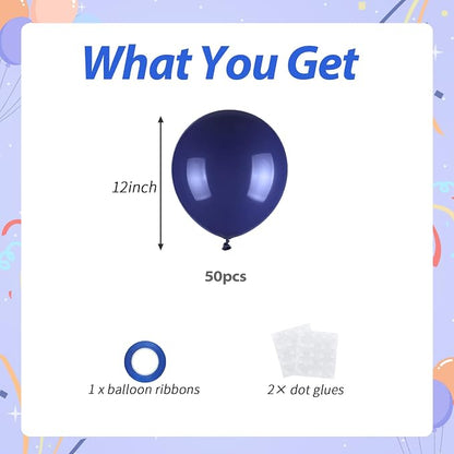 50pcs Navy Blue Latex Party Balloons, 12 inch Round Helium Navy Balloons - Image 2