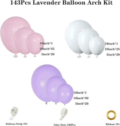 Pink Purple White Balloon Garland Arch Kit, Lavender Pastel Light Purple White - Image 2