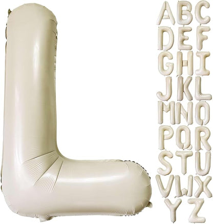 Cream White Letter L Balloons, 40 Inch Giant Letter Balloons L Foil Mylar by Lovoir