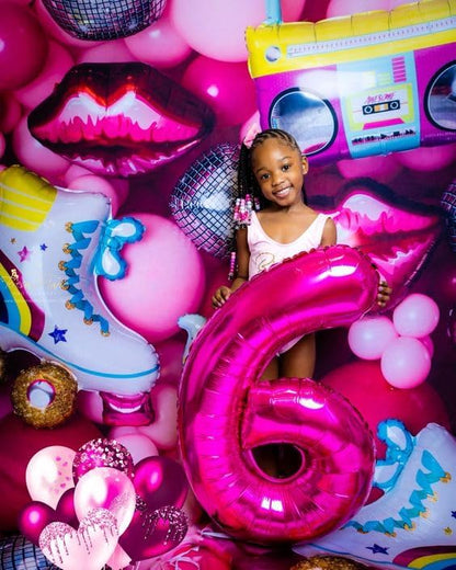 6 Balloon Numbers Birthday Decorations, 40In Hot Pink Balloons - Image 2