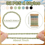 DIYDEC 32PCS Boho Hair Bracelets for Women Elastic Bracelets Hair Ties No Damage Hair Bands for Girls Thick Thin Long Curly Hair Accessories(D Style)