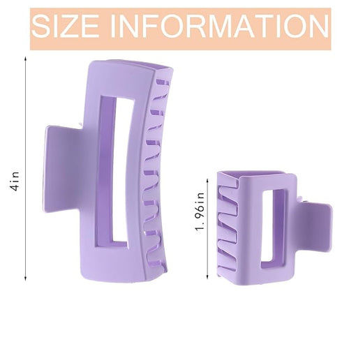 12 Pack Square Colorful Hair Clips, Big and Small Neutral Rectangle Claw Clips, Non-slip Matte Hair Clips for Women,Strong Hold jaw clip for Thick Thin Hair Silver Brown White Pink