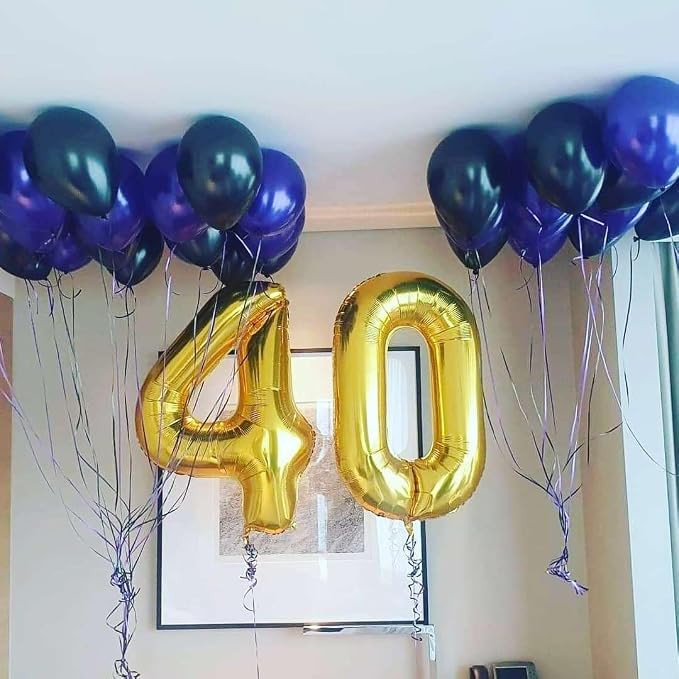 Gold 40 Number Balloons, 40 Inch Giant Number 40 Balloons Foil Mylar Helium - Image 4