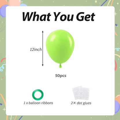 50pcs Lime Green Balloons 12Inch Vibrant Neon Green Latex Helium Balloons - Image 2