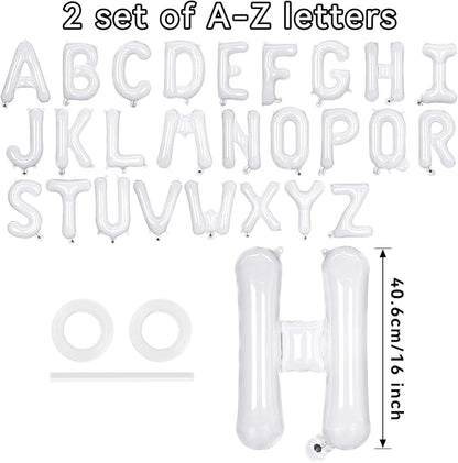 52 Pcs White Letter Balloons, 16 Inch Foil Alphabet Letter Balloons, Letter A-Z - Image 2