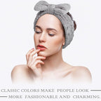 3 Pieces Towel Headbands for Women Makeup Headband for Washing Face Makeup Spa Headband, Microfiber Bowtie Shower Headband for Women (Light Gray)