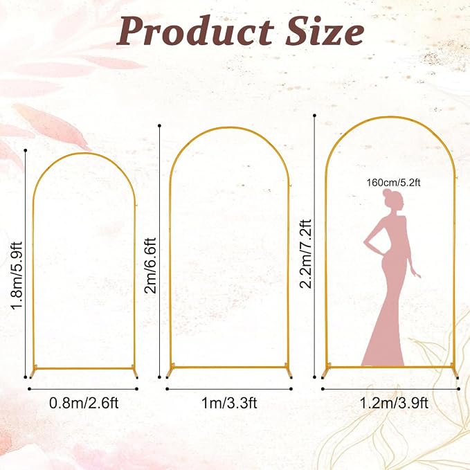 Vincidern 3pcs Metal Wedding Arch Backdrop Stand, Party Arch Stand, Balloon - Image 4