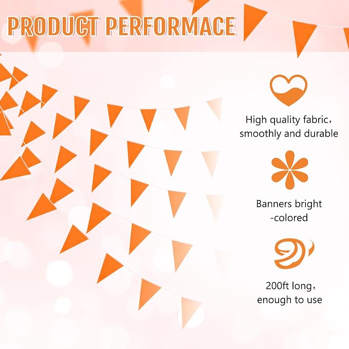 Tatuo 200 Feet Solid Pennant Banners Flags String Triangle Hanging DIY Bunting - Image 3