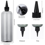 Applicator Bottle for Hair, 16.9 ounce Hair Color Applicator Bottle 2 Pack Squeeze Bottle Transparent Oil Bottles for Hair, PET Plastic Refillable Bottles with Twist Top Cap,Clear Black