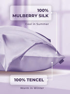 Mulberry Silk Pillowcase for Hair and Skin, SGMSILK 22 Momme Natural Silk Pillow Cases with Zipper, 6A Soft and Smooth Single Sided Pure Silk Pillow Cover (Light Purple, Queen 20"x30")