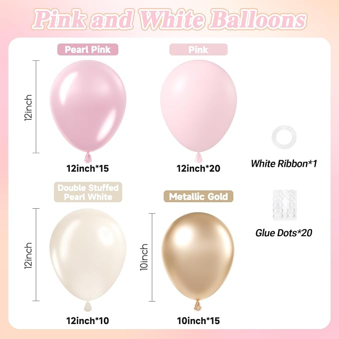 60pcs Pink and Gold Balloons 12inch - Image 2