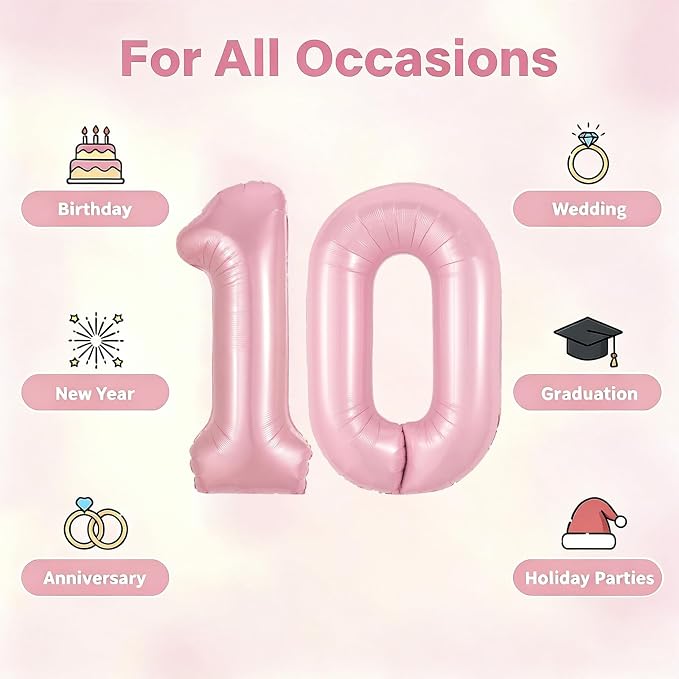 Number Balloons Pink Party Balloon - Image 5