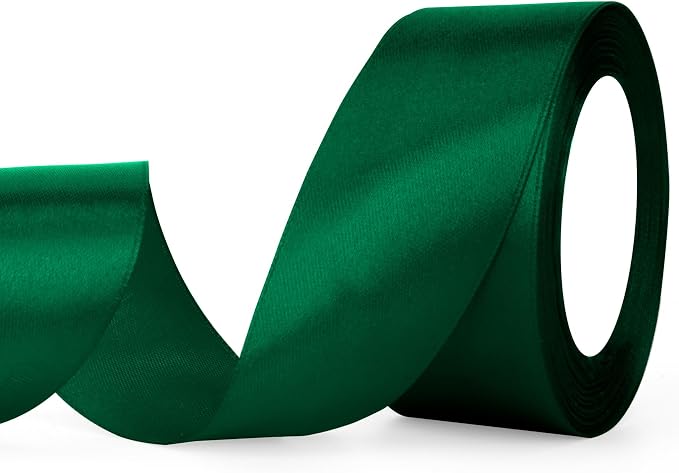 Dark Green Ribbon for Gift Wrapping Satin Ribbons 1 1/2 inch 25 Yards Moss by OALCQ