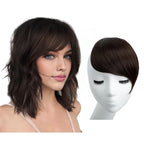 SARLA Side Bangs Dark Brown Clip in Synthetic Hair Pieces Straight Fake Bangs Extensions for Women