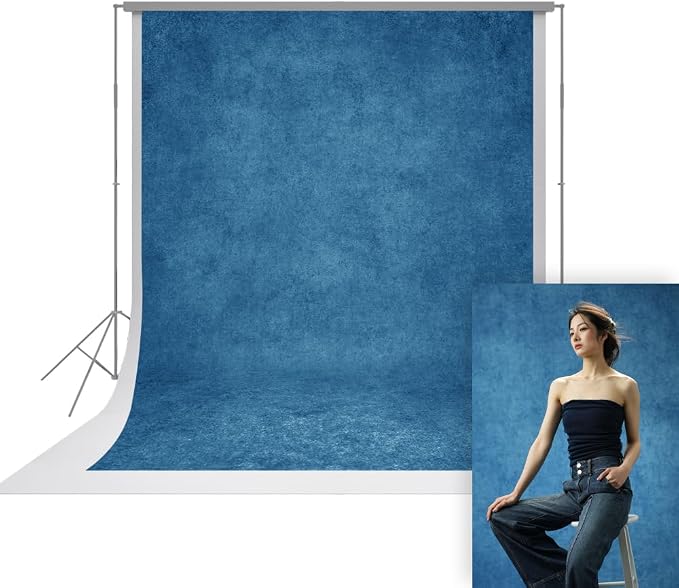 UrcTepics 8×10 ft Blue Fabric Photo Backdrops, Classic Abstract Texture Backdrop by UrcTepics
