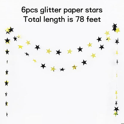 BEISHIDA Black Gold Star Garland Decor Twinkle Star Banner Backdrop 2026 - Image 2