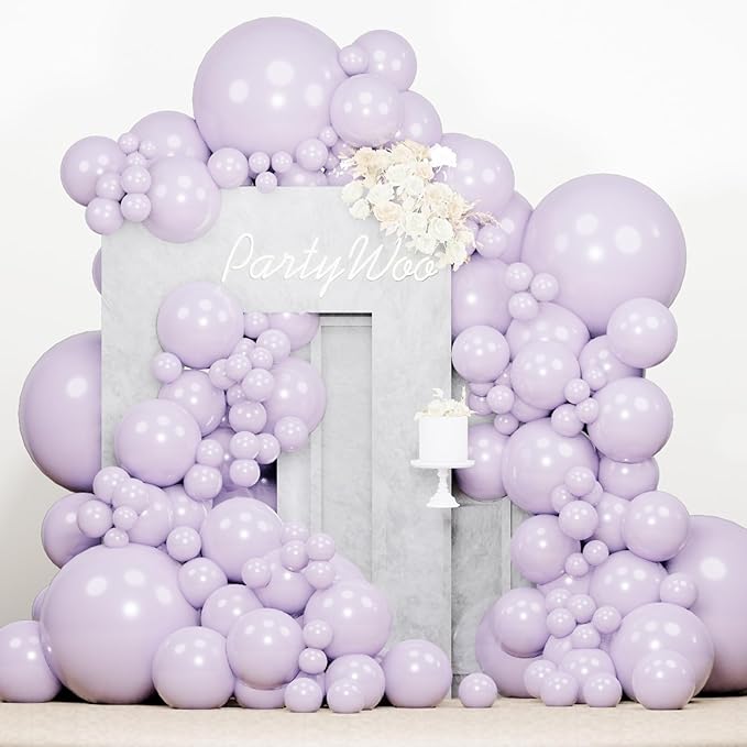 PartyWoo Pearl Lavender Balloons 140pcs Pearl Light Pastel Purple Lilac | by PartyWoo