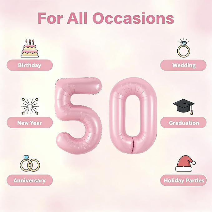 Number Balloons Pink Party Balloon - Image 5