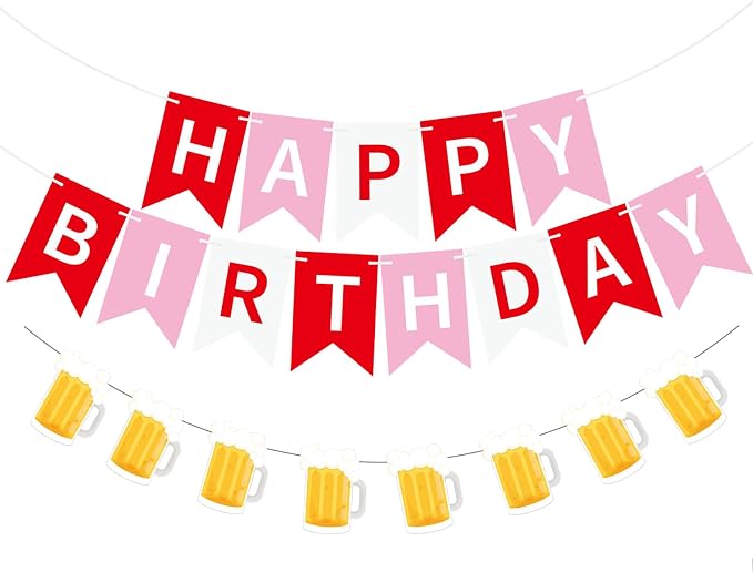 Beer Birthday Banner for Beer Party and Birthday Wedding Party Supplies by OSAMUHA