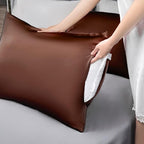 Mulberry Silk Pillowcase for Hair and Skin,Standard Size Cooling Silk Pillow Case with Hidden Zipper,Allergen Proof Dual Sides Soft Breathable Smooth Silk Pillow Cover for Women(Standard,Coffee)