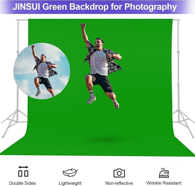 JINSUI Green Screen Backdrop, Large Background Fabric 10x20 ft | Thick - Image 8