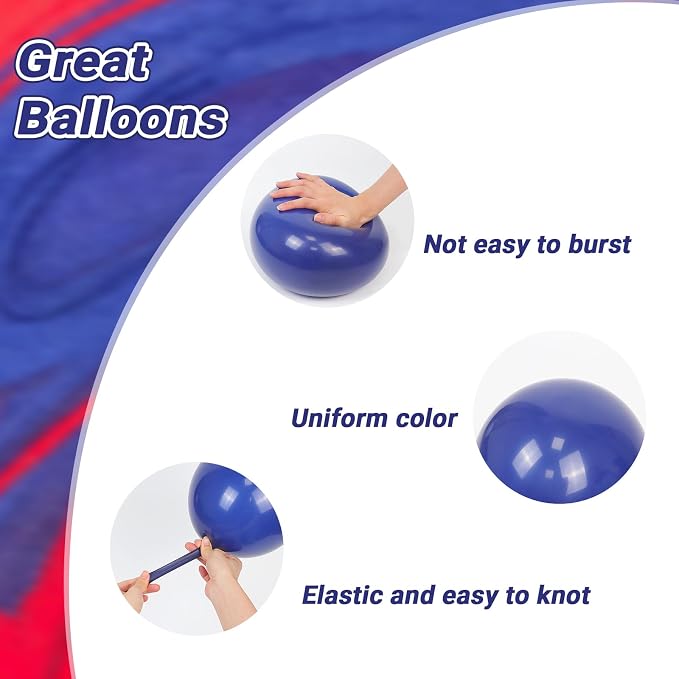 60pcs Red White and Blue Balloons 12inch - Image 3