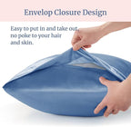 BEDELITE Satin Pillowcase for Hair and Skin, Super Soft and Cooling Similar to Silk Pillow Cases 2 Pack with Envelope Closure, Gift for Women Men(20"x40" King Size, Airy Blue)