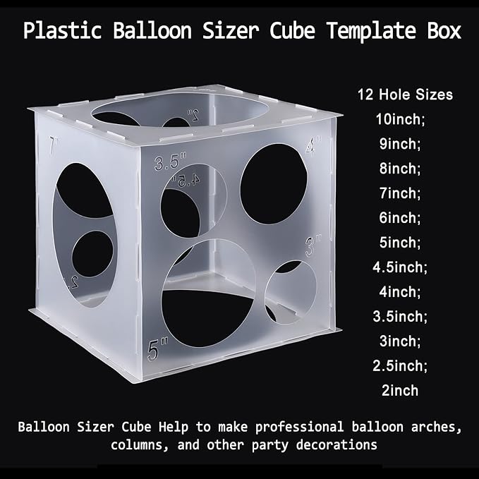 Auihiay 12 Holes Balloon Sizer Cube Box, Collapsible Plastic Balloon Sizer | - Image 2